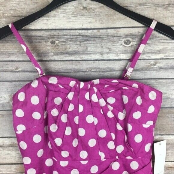 Anthropologie Leifsdottir Cotton Strapless Dress Pink & White Polka Dot Size 4 ? - Picture 5 of 7